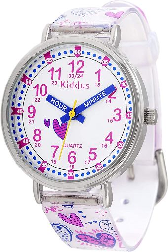 Picture of KIDDUS Educational Kids Watch for Children, Boys and Girls. Analogue Time Teacher Wristwatch with Exercises, Japanese Quartz Movement, Easy to Read and Learn The time